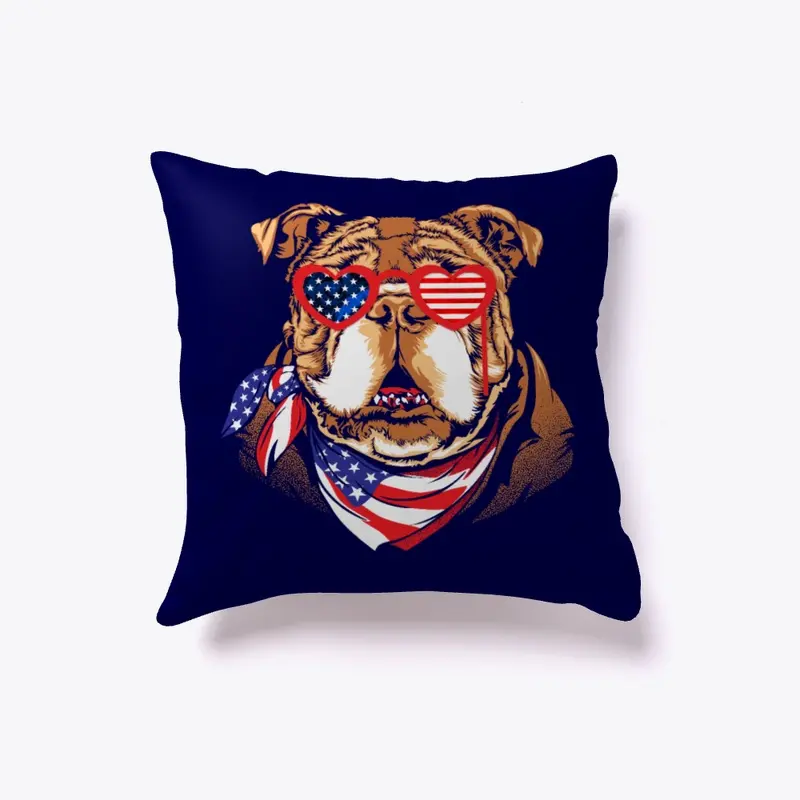 Usa american patriotic bulldog pillow