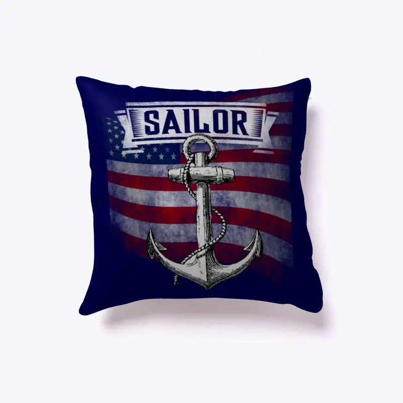 Sailor USA flag pillow